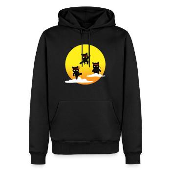Ninja Katzen - Männer Premium Bio Hoodie - Schwarz - Vorne - Nico (187cm)