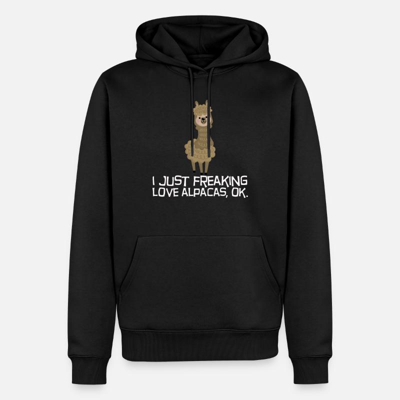 Idée cadeau alpaga-lama moelleux - Sweat à capuche Premium bio Homme - noir