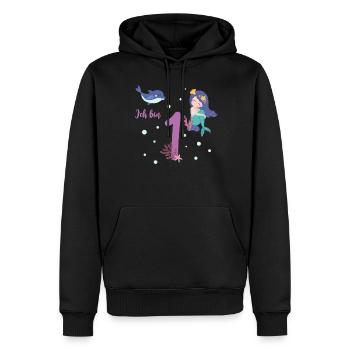 Meerjungfrau erster Geburtstag 1 Jahr Kindershirt - Männer Premium Bio Hoodie - Schwarz - Vorne - Nico (187cm)
