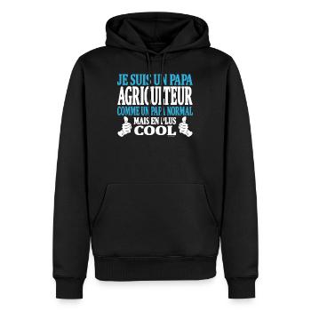 Je suis un papa agriculteur - Sweat à capuche Premium bio Homme - noir - Devant - Nico (187cm)
