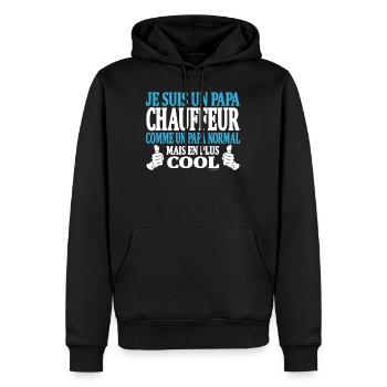 Je suis un papa chauffeur - Sweat à capuche Premium bio Homme - noir - Devant - Nico (187cm)