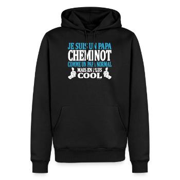 Je suis un papa cheminot - Sweat à capuche Premium bio Homme - noir - Devant - Nico (187cm)