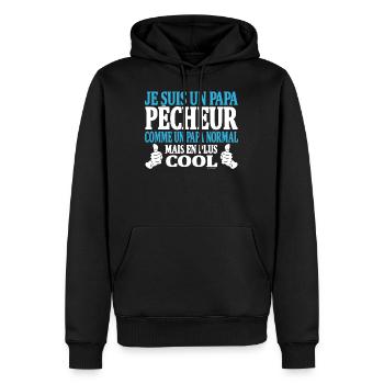 Je suis un papa pêcheur - Sweat à capuche Premium bio Homme - noir - Devant - Nico (187cm)
