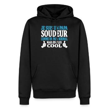 Je suis un papa soudeur - Sweat à capuche Premium bio Homme - noir - Devant - Nico (187cm)