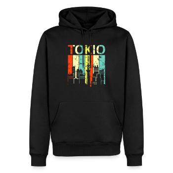 Tokio - Männer Premium Bio Hoodie - Schwarz - Vorne - Nico (187cm)