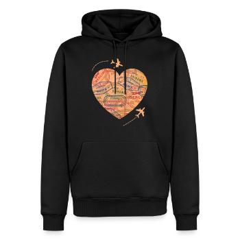 Reisender - Männer Premium Bio Hoodie - Schwarz - Vorne - Nico (187cm)