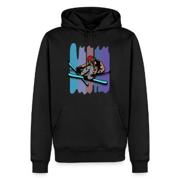 Ski acrobatique - Sweat à capuche Premium bio Homme - noir - Devant - Nico (187cm)