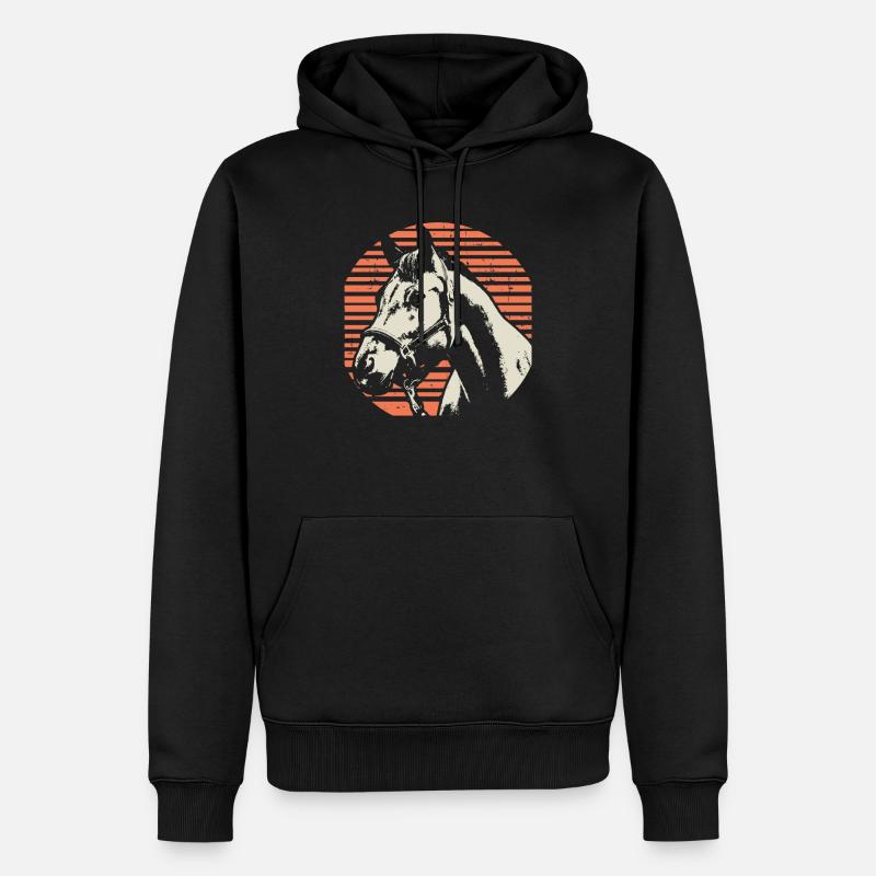 cheval - Sweat à capuche Premium bio Homme - noir