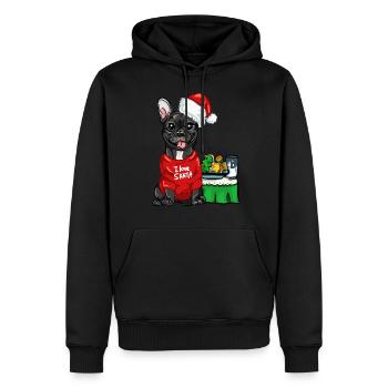Französische Bulldogge Weihnachtsmann Frenchie - Männer Premium Bio Hoodie - Schwarz - Vorne - Nico (187cm)