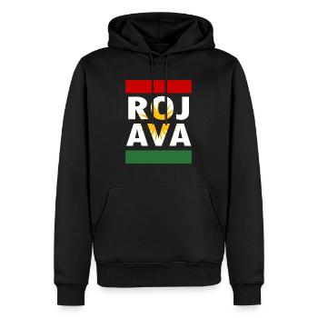 Rojava Kurdistan. rojava gratuit. Défendre le Kurdistan - Sweat à capuche Premium bio Homme - noir - Devant - Nico (187cm)