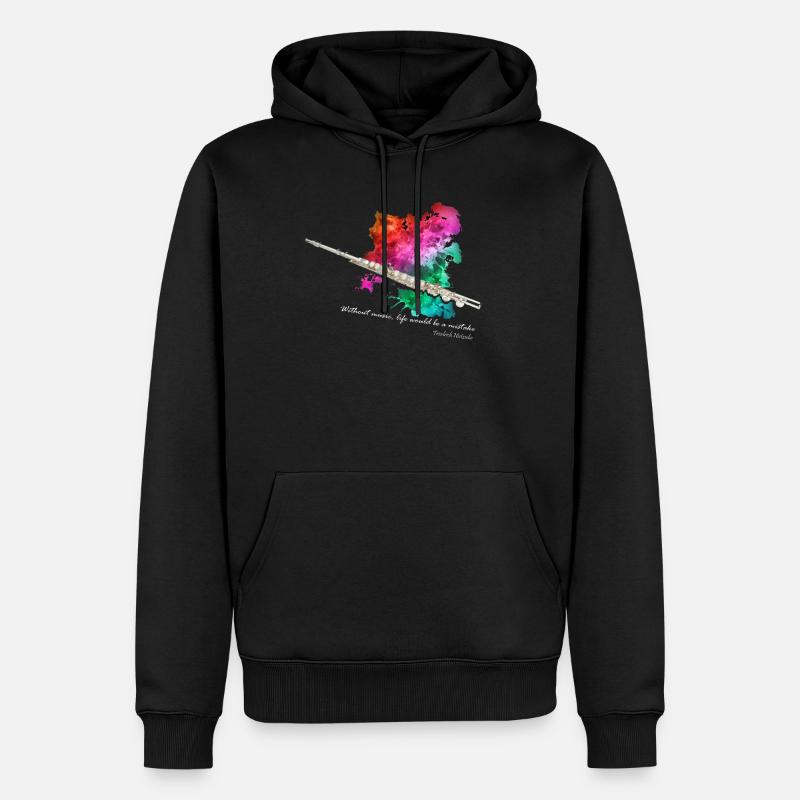 Querflöte - Männer Premium Bio Hoodie - Schwarz