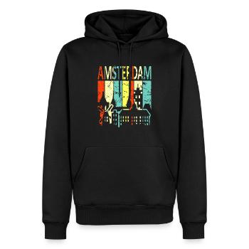 Amsterdam - Sweat à capuche Premium bio Homme - noir - Devant - Nico (187cm)