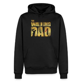 Le papa qui marche - Sweat à capuche Premium bio Homme - noir - Devant - Nico (187cm)