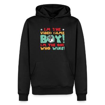 Jeux informatiques - Sweat à capuche Premium bio Homme - noir - Devant - Nico (187cm)