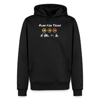 Plan for driving excavators or tractors today - Men’s Premium Organic Hoodie - black - Front - Nico (187cm)