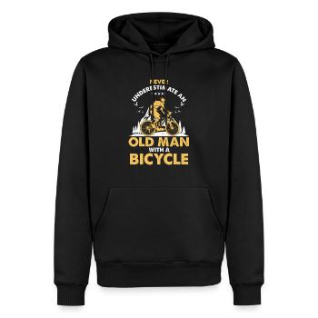 Fitness Opa Heimtrainer Fahrrad MTB - Männer Premium Bio Hoodie - Schwarz - Vorne - Nico (187cm)