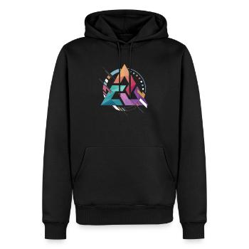 Dreieck-Auszug mit dem Geschenk mit drei Rändern - Männer Premium Bio Hoodie - Schwarz - Vorne - Nico (187cm)