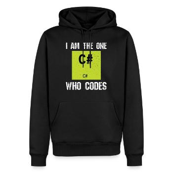 Programmation des codes C # - Sweat à capuche Premium bio Homme - noir - Devant - Nico (187cm)