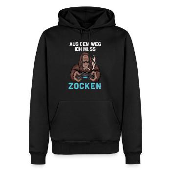 Aus dem Weg ich muss ZOCKEN Geschenk Zocker Gamer - Männer Premium Bio Hoodie - Schwarz - Vorne - Nico (187cm)