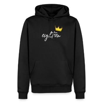 18. Geburtstag Geburtstagsshirt 18 Jahre Krone - Männer Premium Bio Hoodie - Schwarz - Vorne - Nico (187cm)