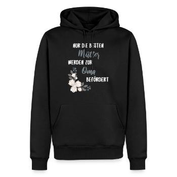 Nur die besten Mamas werden zur Oma befördert - Männer Premium Bio Hoodie - Schwarz - Vorne - Nico (187cm)