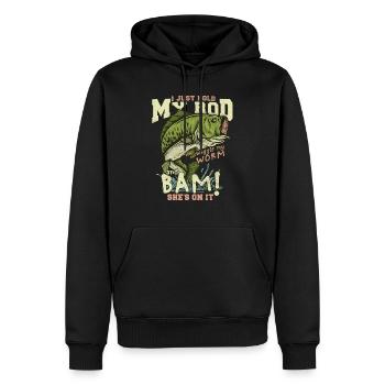 Fischen - Männer Premium Bio Hoodie - Schwarz - Vorne - Nico (187cm)