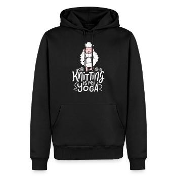 Stricken Schäfchen Knitting Is My Yoga - Männer Premium Bio Hoodie - Schwarz - Vorne - Nico (187cm)