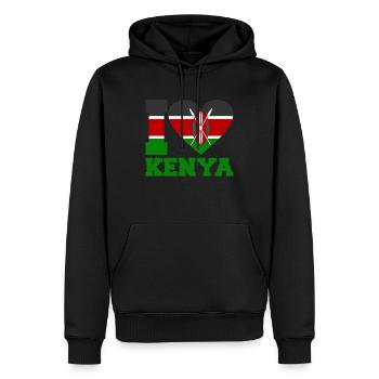 Kenya - Sweat à capuche Premium bio Homme - noir - Devant - Nico (187cm)