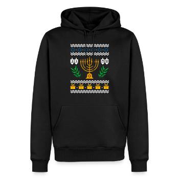 Hanoukka Chemise laide Hanukkah Cadeau du festival juif de Hanoukka - Sweat à capuche Premium bio Homme - noir - Devant - Nico (187cm)
