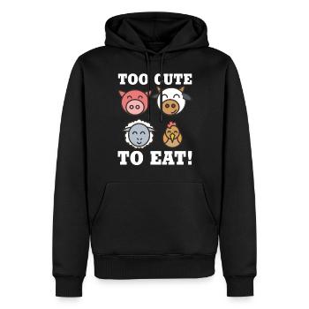 Too Cute to Eat! Vegan Veganismus Tierrecht Tiere - Männer Premium Bio Hoodie - Schwarz - Vorne - Nico (187cm)