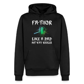 Papa père Fathor - Sweat à capuche Premium bio Homme - noir - Devant - Nico (187cm)