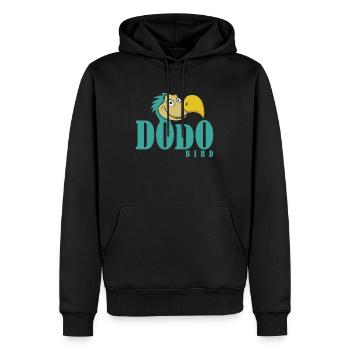 Dodo Schrift mit Dodokopf - Männer Premium Bio Hoodie - Schwarz - Vorne - Nico (187cm)