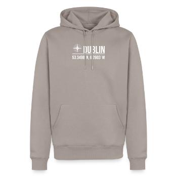 Dublin - Männer Premium Bio Hoodie - Taupe - Vorne - Nico (187cm)