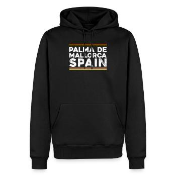 Mallorca - Männer Premium Bio Hoodie - Schwarz - Vorne - Nico (187cm)