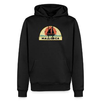 Mallorca - Männer Premium Bio Hoodie - Schwarz - Vorne - Nico (187cm)