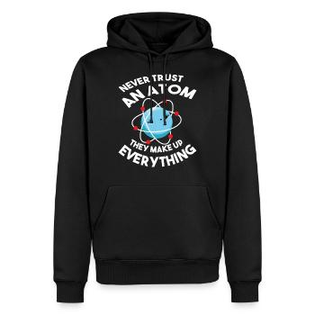atom - Men’s Premium Organic Hoodie - black - Front - Nico (187cm)