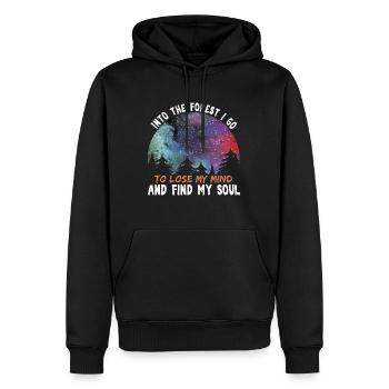 Dans la forêt je vais - Sweat à capuche Premium bio Homme - noir - Devant - Nico (187cm)
