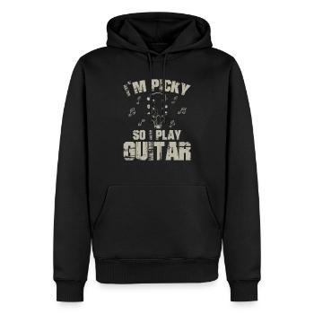 Guitare, jouer, guitare, guitariste, cadeau, bande - Sweat à capuche Premium bio Homme - noir - Devant - Nico (187cm)