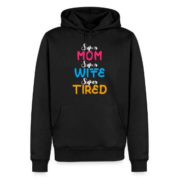 Super maman super femme super fatiguée cadeau drôle de mère - Sweat à capuche Premium bio Homme - noir - Devant - Nico (187cm)