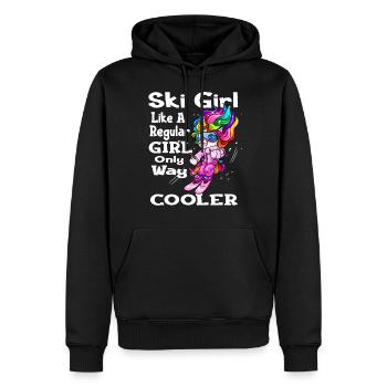 Skieur licorne ski sports d'hiver - Sweat à capuche Premium bio Homme - noir - Devant - Nico (187cm)