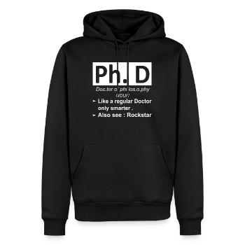 Philosophie du doctorat - Sweat à capuche Premium bio Homme - noir - Devant - Nico (187cm)