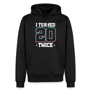 Cadeau de célébration du 40 e anniversaire J'ai eu 20 ans deux fois - Sweat à capuche Premium bio Homme - noir - Devant - Nico (187cm)