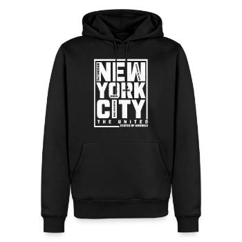 New York - Sweat à capuche Premium bio Homme - noir - Devant - Nico (187cm)