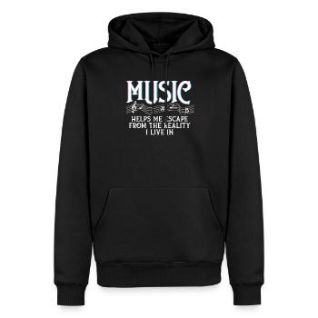 Musik hilft mir, den Reality-Musikliebhabern zu entkommen - Männer Premium Bio Hoodie - Schwarz - Vorne - Nico (187cm)