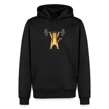 Katze Barbell - Männer Premium Bio Hoodie - Schwarz - Vorne - Nico (187cm)