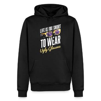 Opticien Humour Opticien Dire drôle - Sweat à capuche Premium bio Homme - noir - Devant - Nico (187cm)