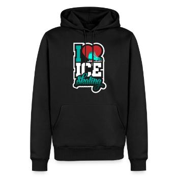 Patinage artistique Patinage artistique J'aime le patinage sur glace - Sweat à capuche Premium bio Homme - noir - Devant - Nico (187cm)