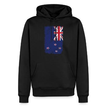 Neuseeland - Männer Premium Bio Hoodie - Schwarz - Vorne - Nico (187cm)