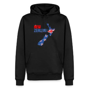 Neuseeland - Männer Premium Bio Hoodie - Schwarz - Vorne - Nico (187cm)