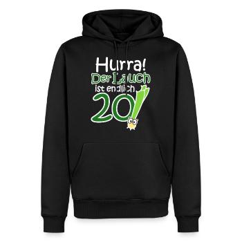 20. Geburtstag Lauch Lustiger Spruch Hurra! - Männer Premium Bio Hoodie - Schwarz - Vorne - Nico (187cm)